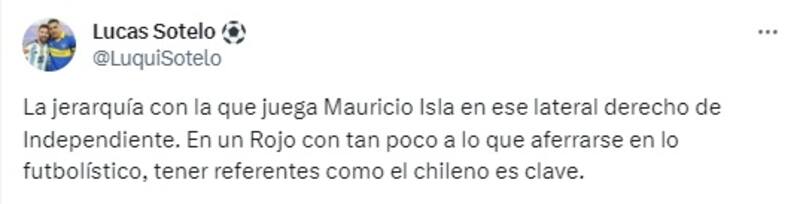 Mauricio Isla es destacado por su jerarquía