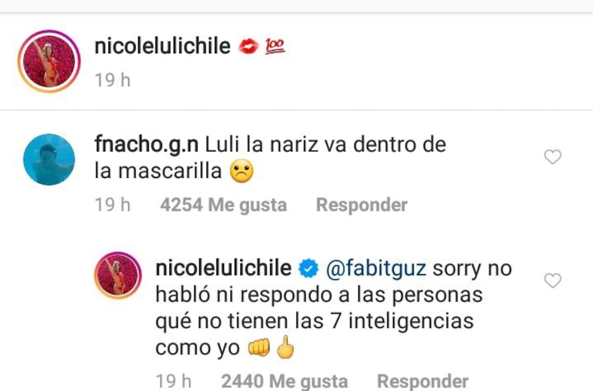 Luli Moreno se aburrió de las críticas: "No respondo a personas que no tiene las 7 inteligencias como yo"