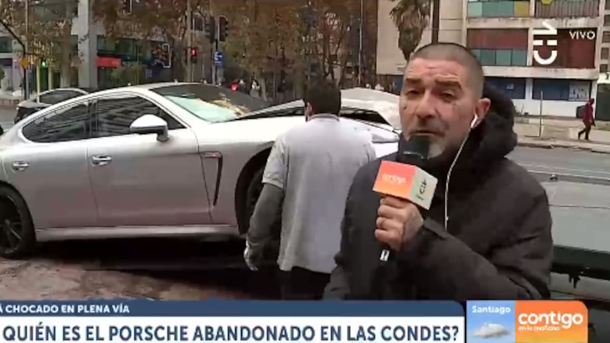 Leo Méndez sorprendió como notero en "Contigo en la mañana": Reporteó sobre Porsche abandonado en Las Condes