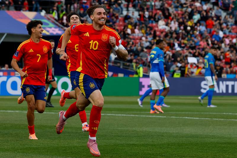 España derrotó a Brasil y lo elimino del Mundial Sub 20. Foto: Agencia Aton.