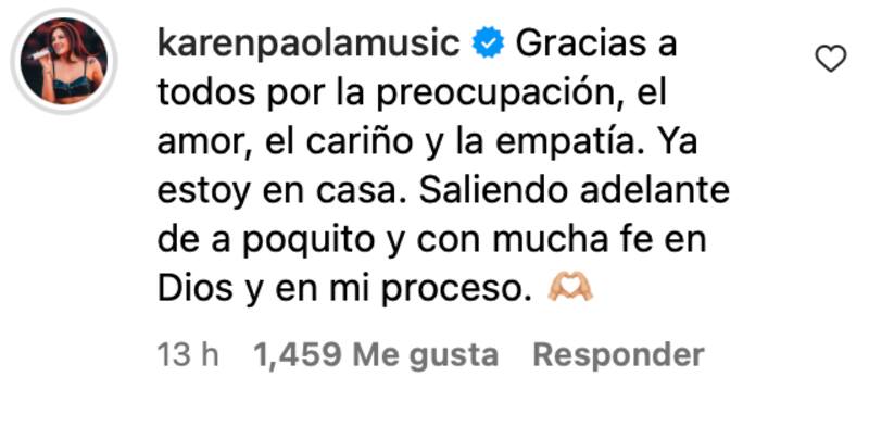 La cantante reapareció en sus redes sociales.