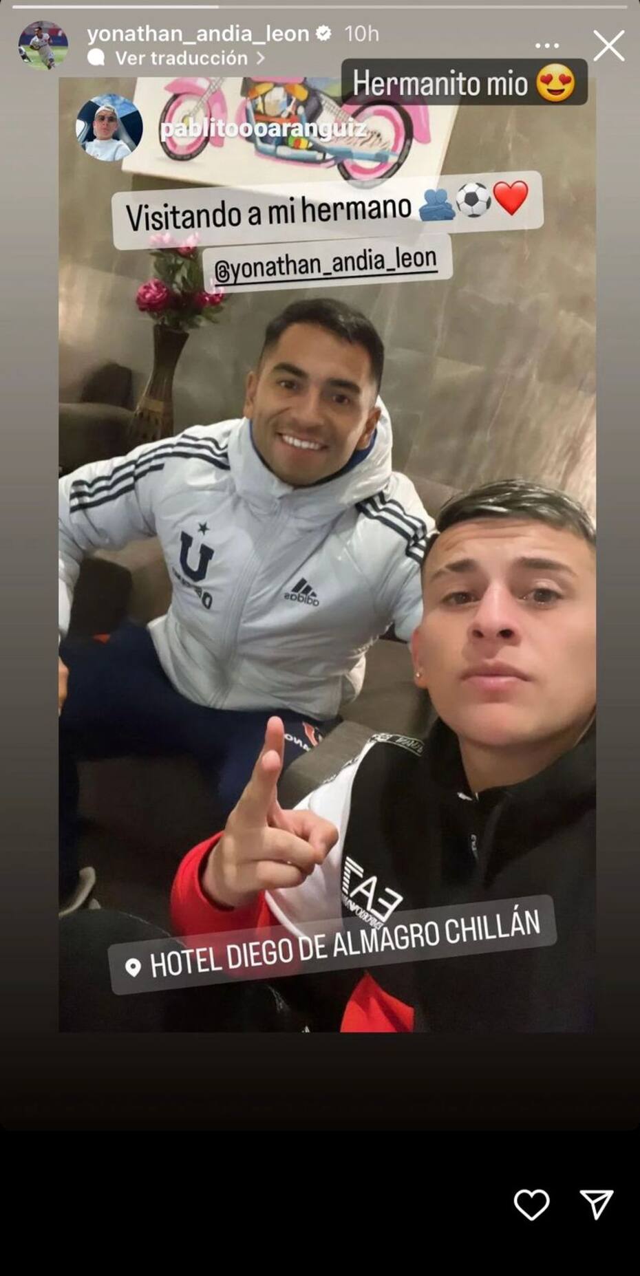 Pablo Aránguiz se juntó con Yonathan Andía