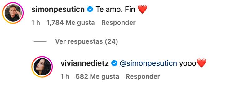 Simón Pesutic confirmó su relación con Vivianne Dietz.
