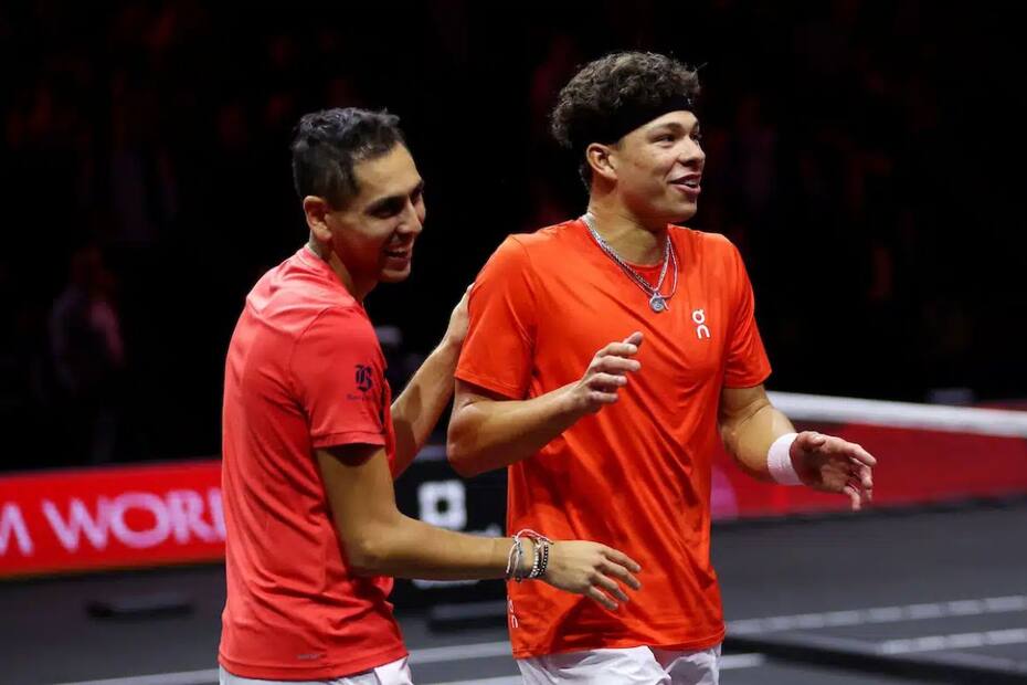 Alejandro Tabilo se lució en el dobles de la Laver Cup junto al estadounidense Ben Shelton. Foto: Laver Cup.