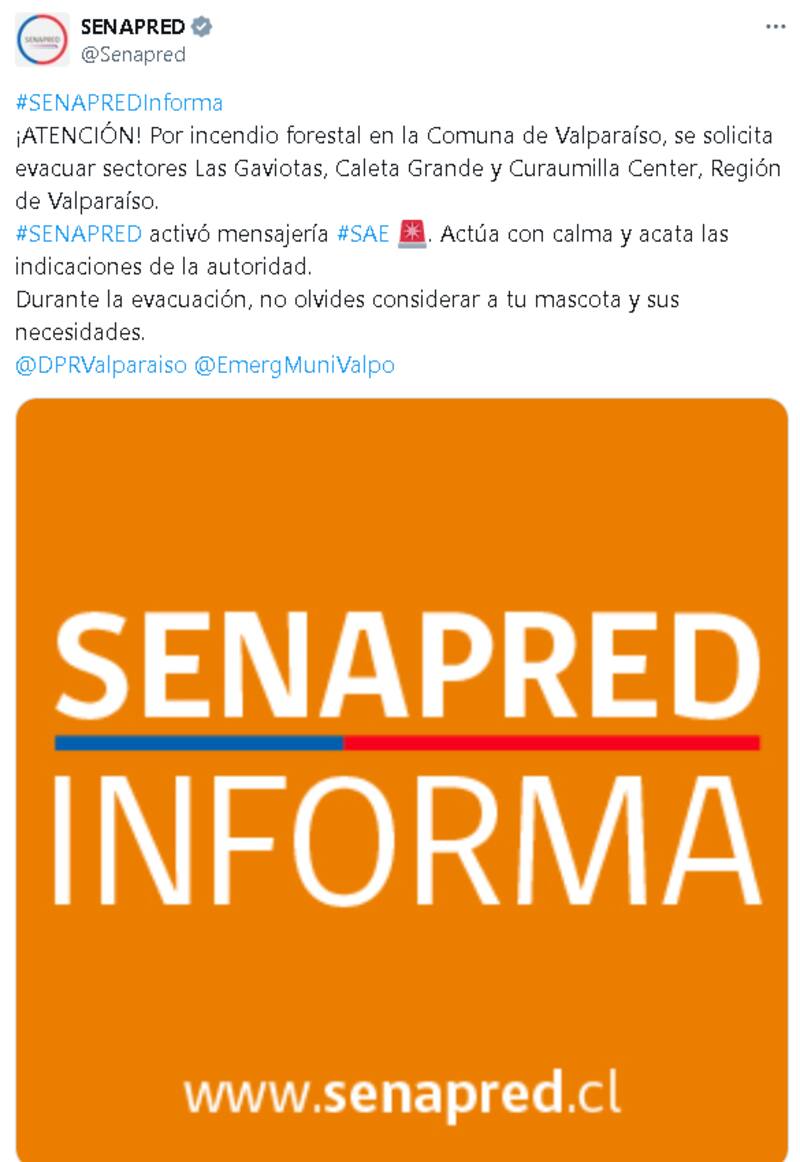 Publicación de SENAPRED.