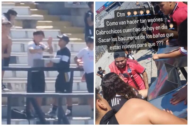 Hinchas de Colo Colo sacaron los basureros de los baños del Estadio Monumental para utilizarlos como "bombos".