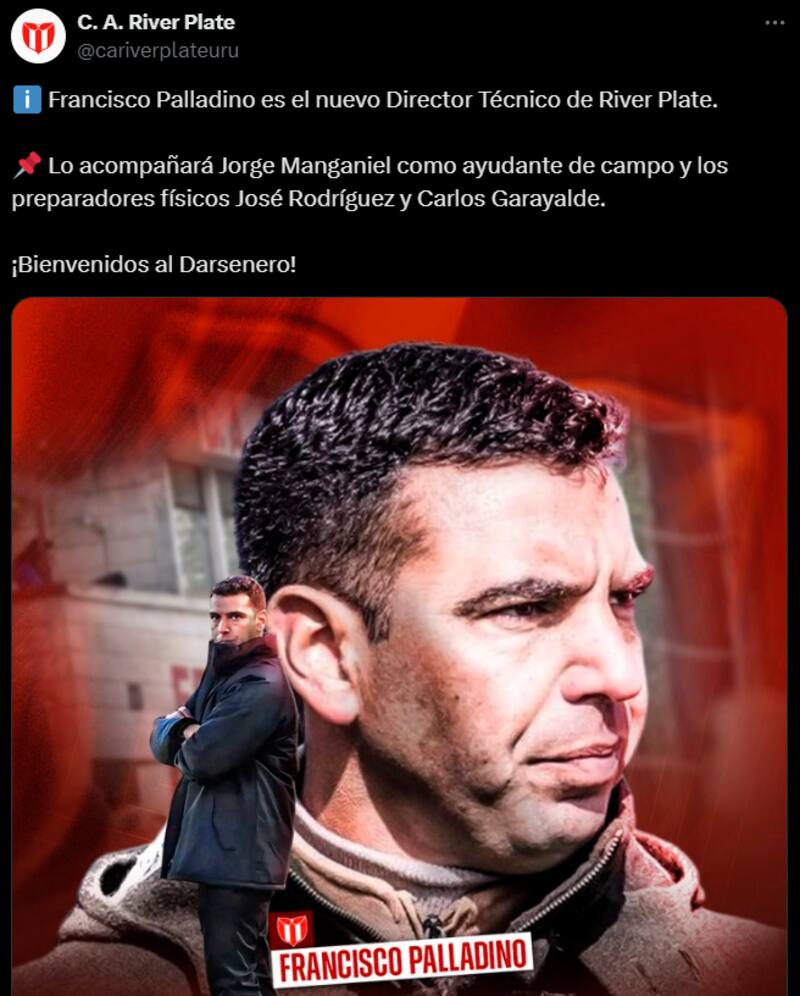 Francisco Palladino fue presentado como nuevo DT de River Plate de Uruguay