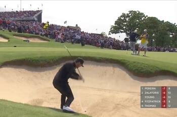 VIDEO | ¡Notable! Mito Pereira sacó una increíble pelota del búnker en el hoyo 9 del PGA Championship