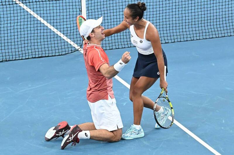 El binomio canadiense festeja luego de la dramática victoria sobre Chile. Fotos: United Cup.