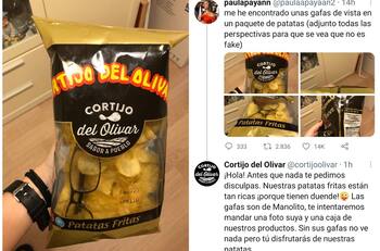 Encuentra lentes ópticos al interior de bolsa de papas fritas, y la "premian" con visita a la fábrica
