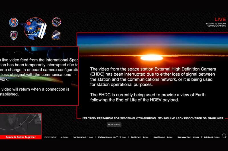 Con este mensaje se interrumpió la transmisión en vivo desde la Estación Espacial Internacional este miércoles.
