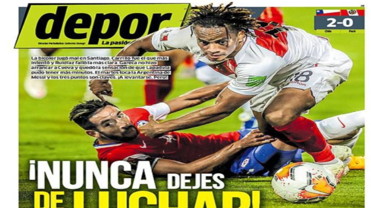 Las principales portadas de la prensa peruana tras la derrota ante La Roja