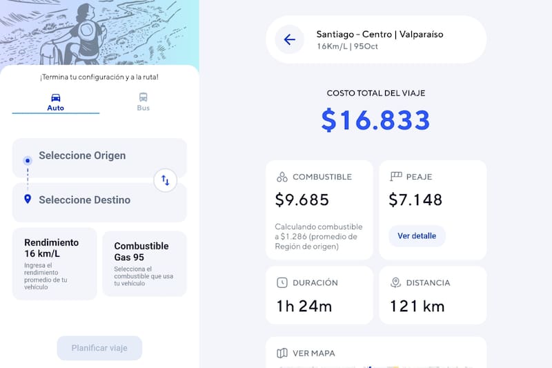 La app ofrece información valiosa para planificar tus viajes en auto.