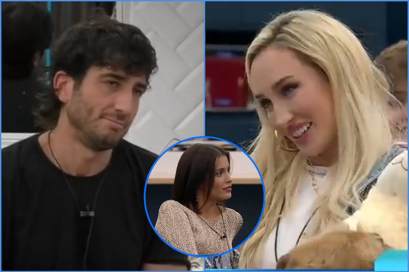 El cruce de miradas entre Fede Farrell, Francisca Maira y Constanza Capelli.