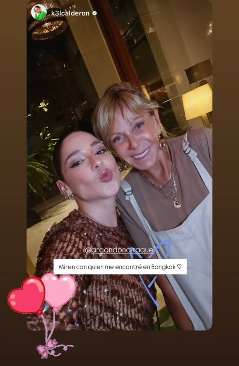 Raquel Argandoña y Kel Calderón se reencuentran en Tailandia.