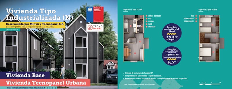 Este modelo se puede ampliar hasta 63 metros cuadrados.