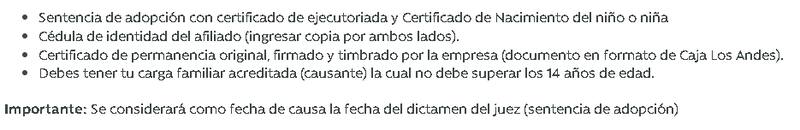Requisitos para el Bono Adopción de Caja Los Andes.