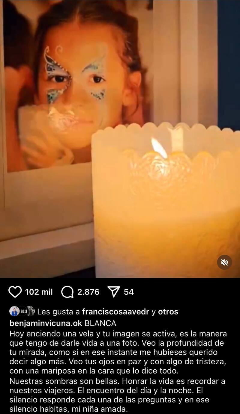 Benjamín Vicuña recordó a su hija Blanca a 12 años de su muerte.