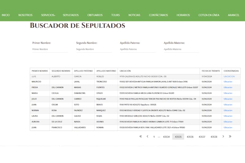Revisa cómo utilizar el buscador de sepultados.