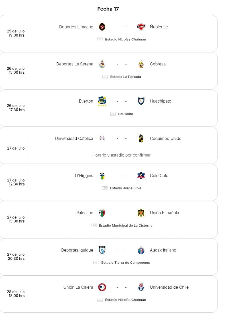 Fecha 17 del Campeonato Nacional.