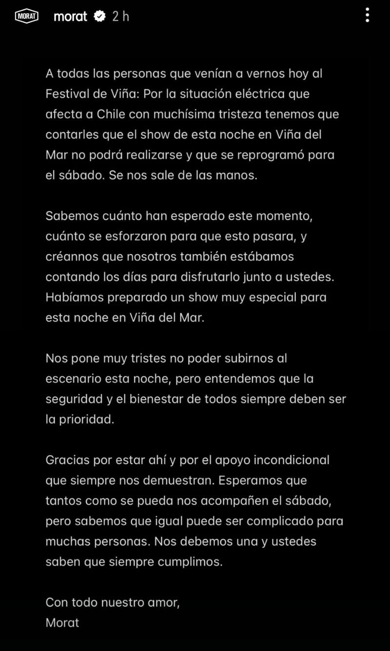 en sus historias de Instagram.