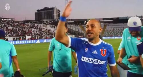 Marcelo Díaz y su eufórico festejo tras ganar el Superclásico. Video: Prensa U. de Chile.