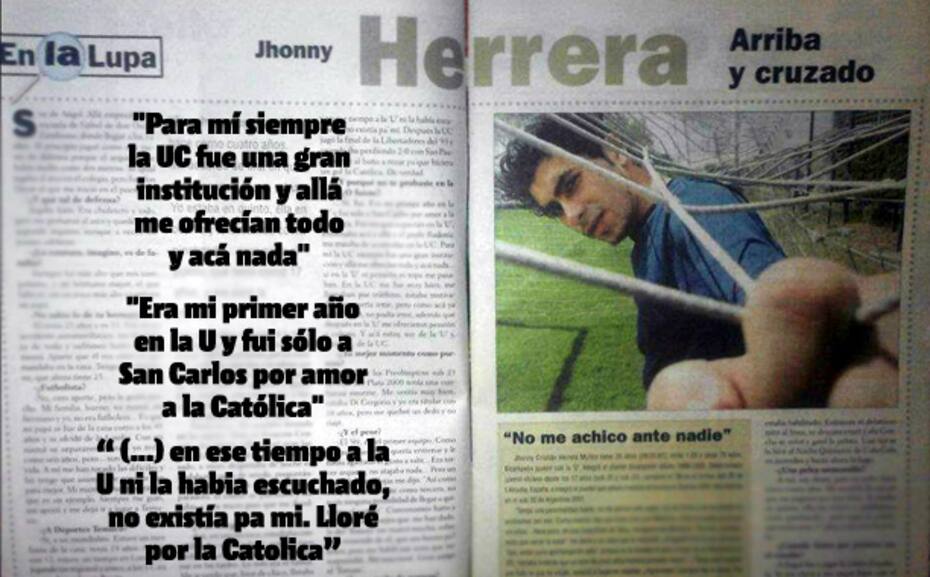 Johnny Herrera confesando su amor por la UC.