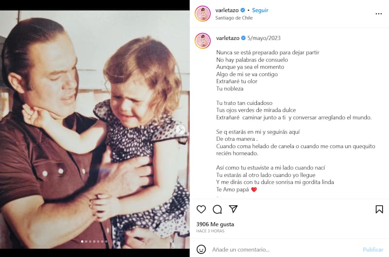 Carola Varleta despide a su padre con emotivo post
