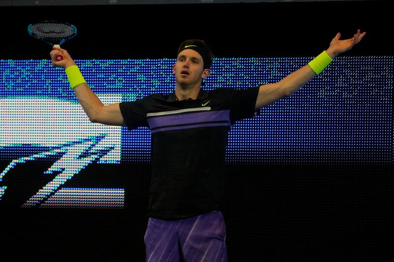 Tenis Amistoso entre Garin y Jarry en Arena Monticello
Se enfrentan en partido amistoso las dos mejores raquetas nacionales Nicolas Jarry y Cristian Garin
En la foto Jarry
13/09/2019
Jorge Loyola/Photosport