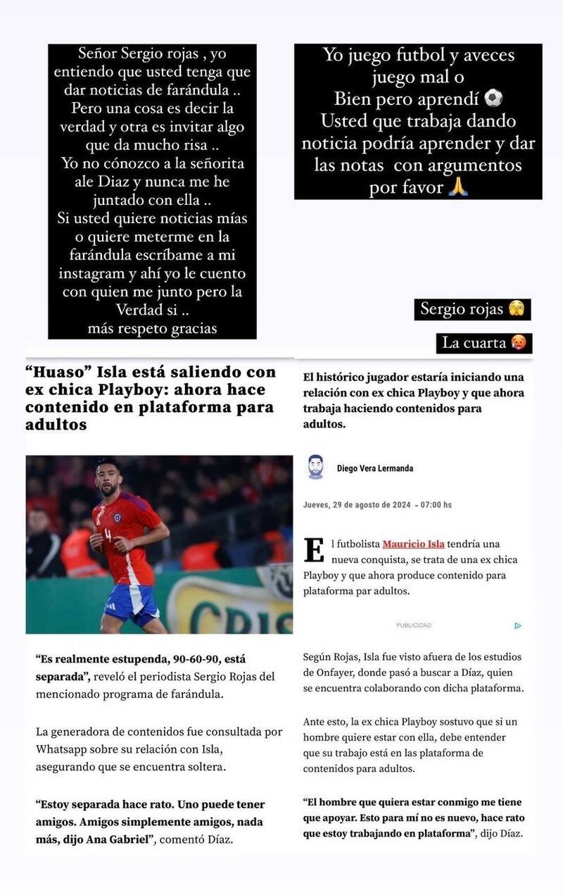 Mauricio Isla desmintió romance con Alejandra Díaz.