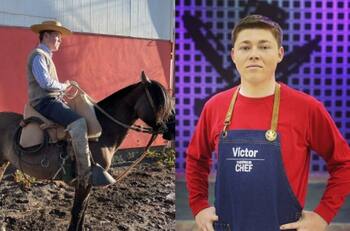 Víctor Díaz, "Zafrada", saluda a los corraleros del rodeo en su día, deporte cuestionado por maltrato animal y que él practica