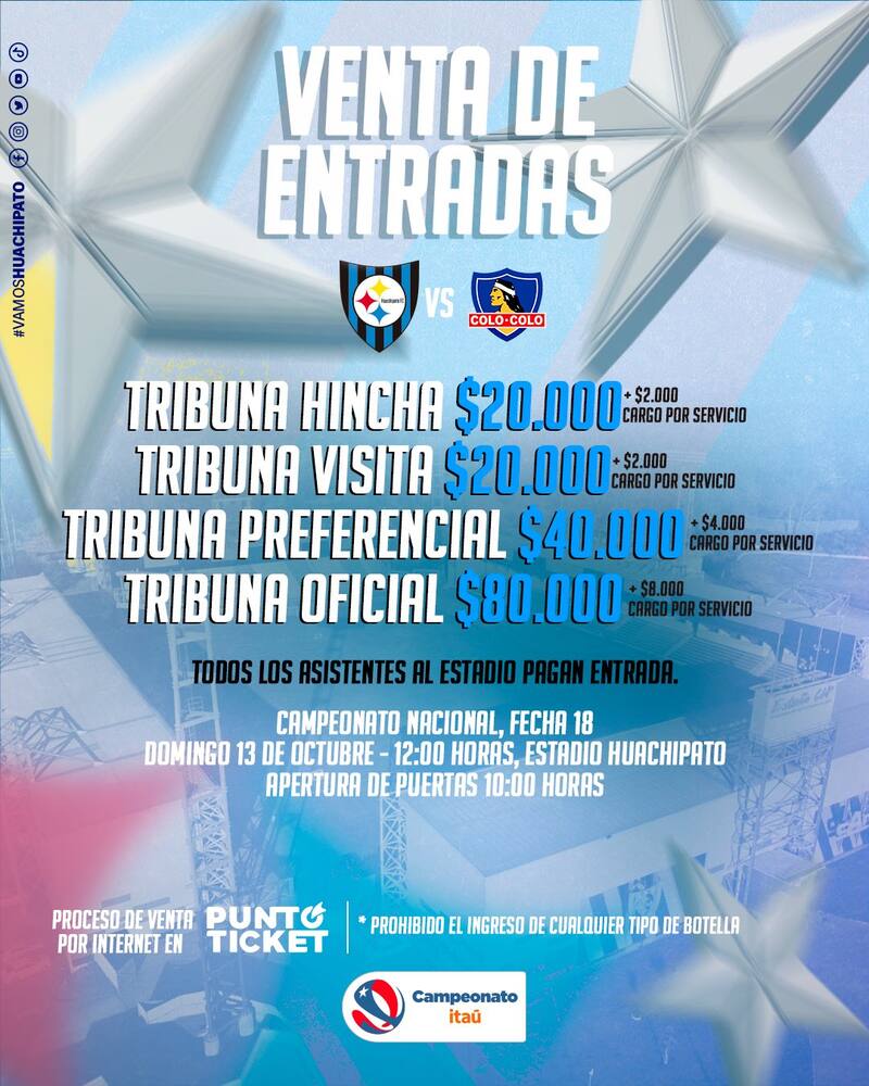 Los precios de las entradas para el partido de Huachipato vs Colo Colo