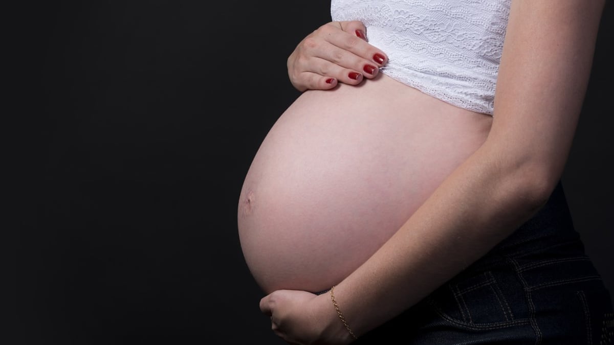 Mujer embarazada mostrando su barriga.