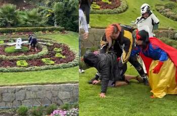 VIDEO | Hombre vandalizaba Reloj de Flores de Viña del Mar y fue detenido por Blancanieves y Stormtrooper