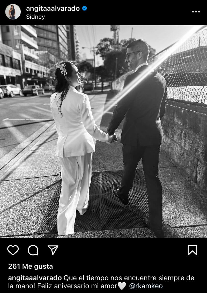 El mensaje y la postal de Angie Alvarado para Rodolfo Kamke. Foto: Instagram.