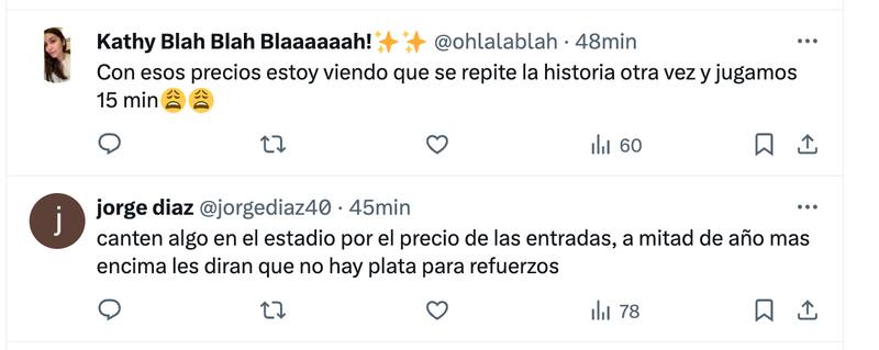 Hinchas critican precio de las entradas.