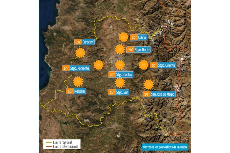 Revisa las temperaturas que tendrán otras comunas de la RM.
Créditos: DMC.