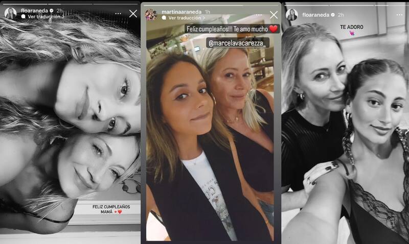 Marcela Vacarezza, Florencia Araneda y Martina Araneda en sus historias de / Créditos: Instagram