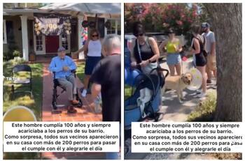 VIDEO Hombre que acariciaba a los perros de su barrio recibe a más 200 en su cumpleaños 100