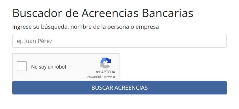 Así es la página web de la Comisión para el Mercado Financiero para revisar tus posibles Acreencias Bancarias. Créditos: CMF.
