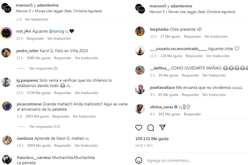 Estos son algunos de los comentarios que recibió Adam Levine en su última publicación.