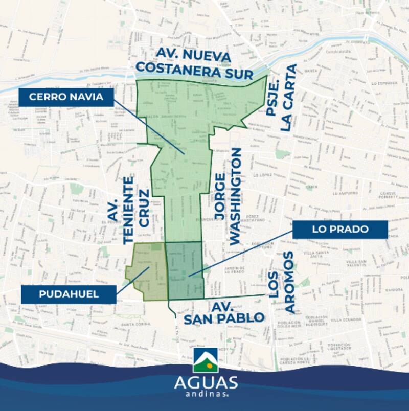 La entidad informó corte de agua programado para Lo Prado, Pudahuel y Cerro Navia.
