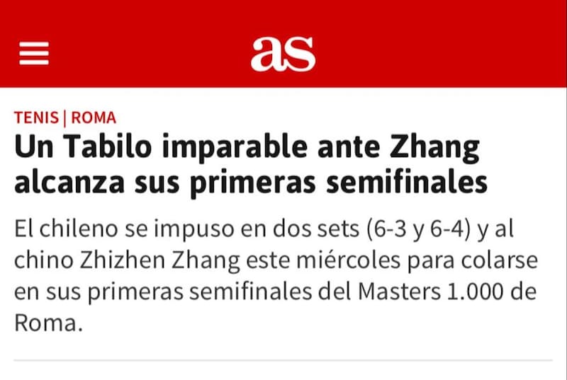 Alejandro Tabilo fue elogiado por los medios.