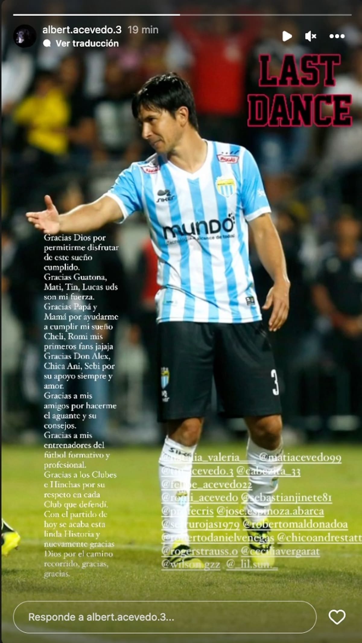 Anunció su retiro del fútbol en Instagram.