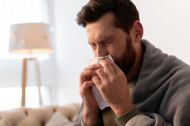 Esta patología está marcada por síntomas como estornudos, picazón en ojos y nariz, congestión, dificultad respiratoria, entre otros. Créditos: Freepik.