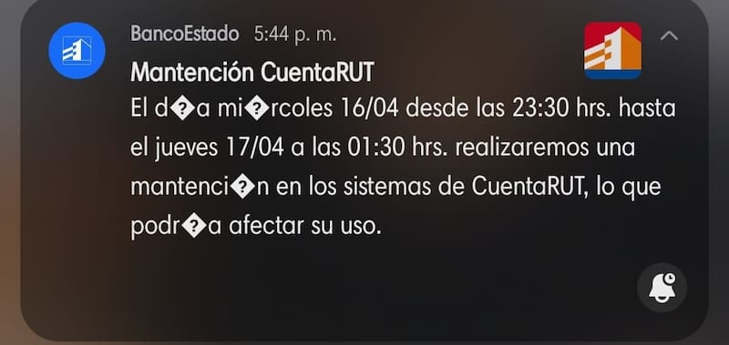 Con este mensaje, la empresa bancaria notificó a sus usuarios de la posible falla en el servicio.