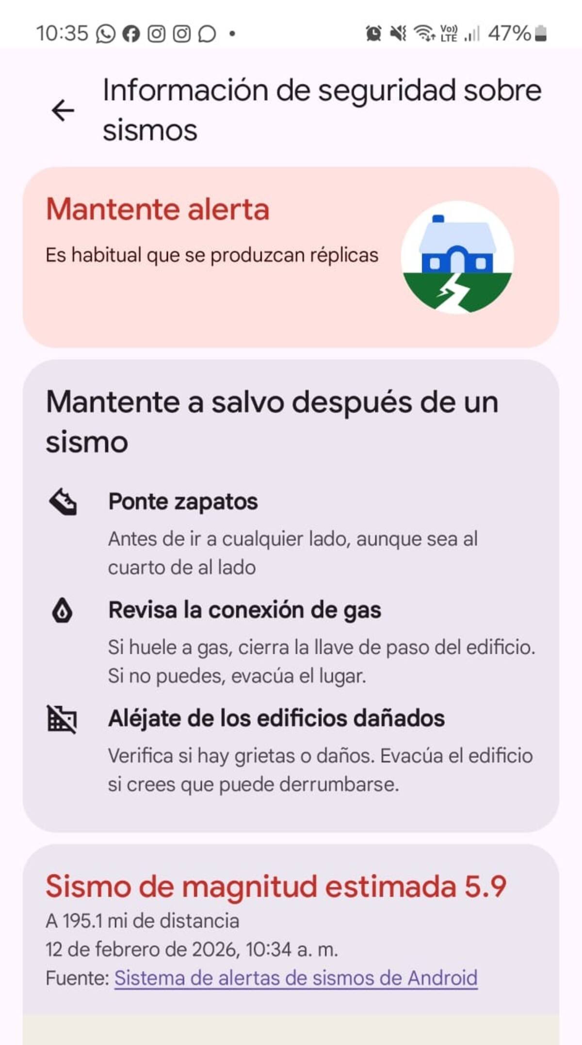 El fuerte movimiento telúrico fue advertido a varios usuarios a través de sus teléfonos móviles. Créditos: En La Hora.