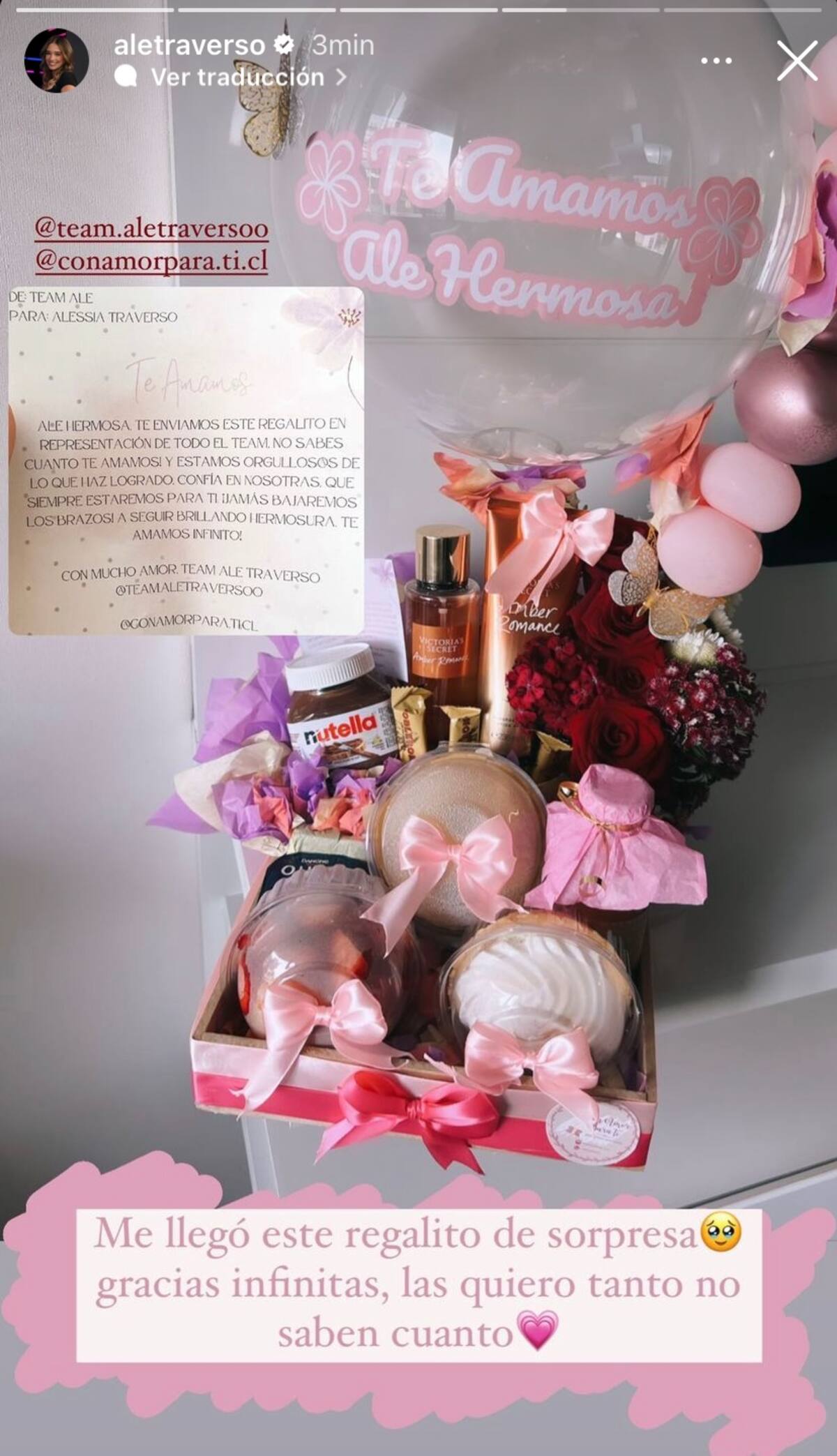 El regalo que recibió Alessia Traverso. Foto: Instagram.