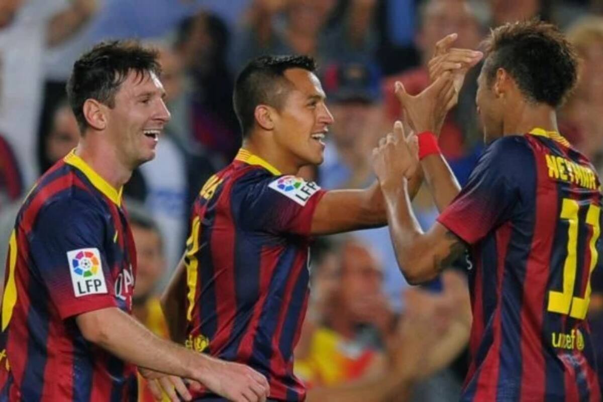 Alexis Sánchez en su época en el Barcelona, junto a Lionel Messi y Neymar Jr.