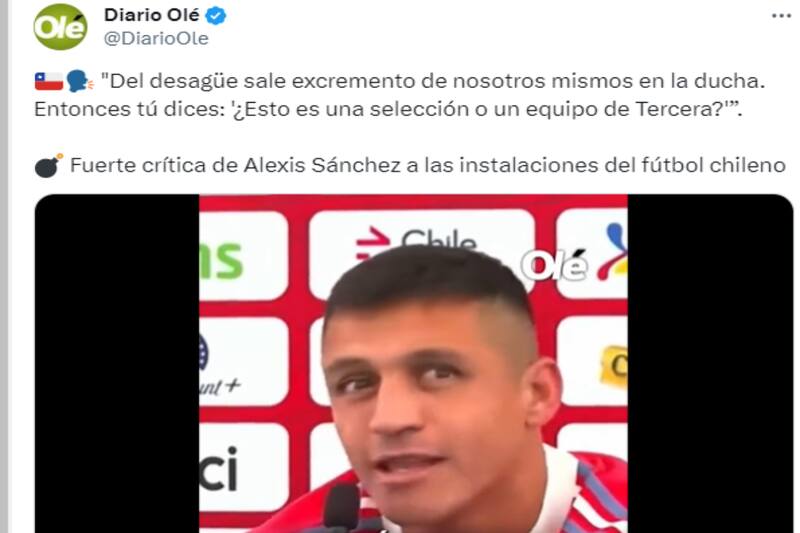 La Publicación de Diario Olé sobre La Roja que generó una ola de comentarios.